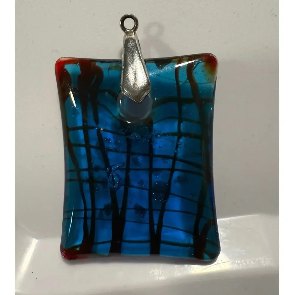 Glass Pendant Red, Blue and Gold